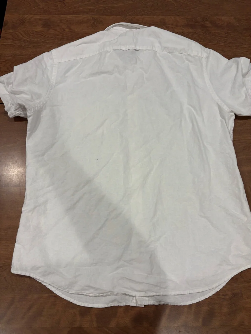 Banana Republic White Short-Sleeve Button-Down Collared Shirt Cotton & Linen